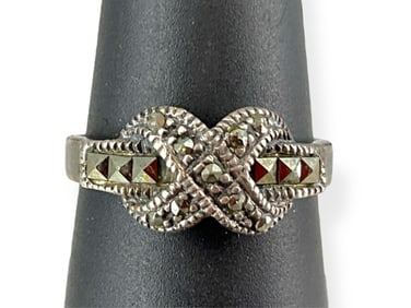Sterling Silver and Marcasite Stones Ring
