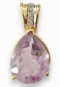 14kt Gold and Amethyst Stone Slide Pendant