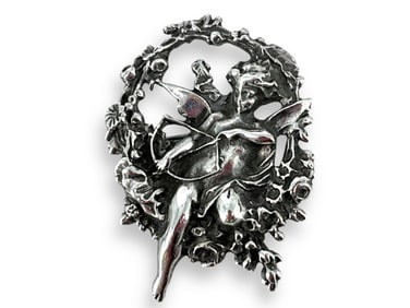 Silver Cupid Brooch