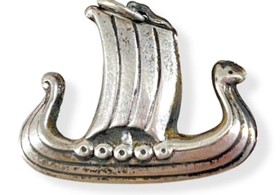 Sterling Silver Viking Longship Pendant