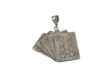 Sterling Silver Playing Cards Pendant