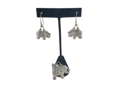 Sterling Silver Elephant Set