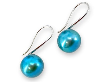 Sterling Silver and Dyed Pearl Earrings