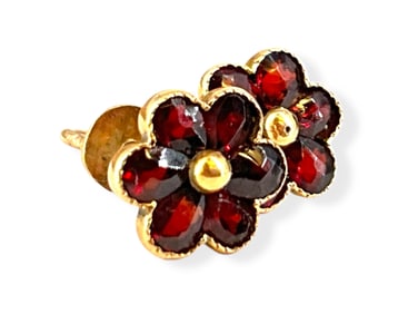 Gold and Garnet Stud Earrings