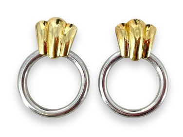 Pair of Italian Sterling and 18kt Gold Earrings