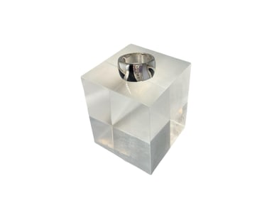 Sleek 14kt White Gold Diamond, Onyx & Mother Of Pear Ring