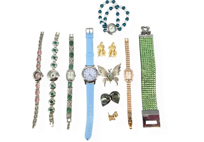 Ladies Fashion Watches, Abalone Butterfly Pin, Sterling Silver Abalone Shell Earrings, Green Fashion