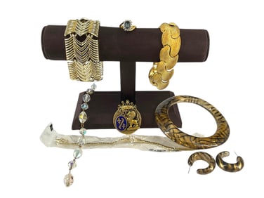 Fashion Jewelry Including New Bracelet in Packaging, Bangle w/Matching Earrings, Gold-Tone Bracelets