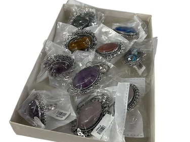 Silver Tone Metal Rings and Pendants