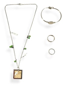 Luca & Danni Coin-Themed Bracelet, Silver Repeating Heart Ring, Sterling Silver Band and Fashion