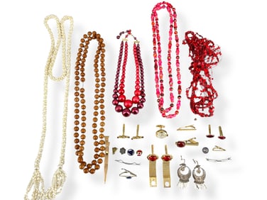 Silver Filigree Earrings, Cufflinks, Vintage Pins, Beaded Necklaces and More