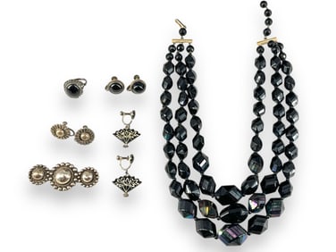 Vintage Silver Jewelry - Ring, Earrings and Pin