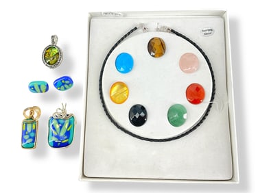 Interchangeable Stone Locket in Nickel & Silver, Decorative Silver Pendants and Earrings