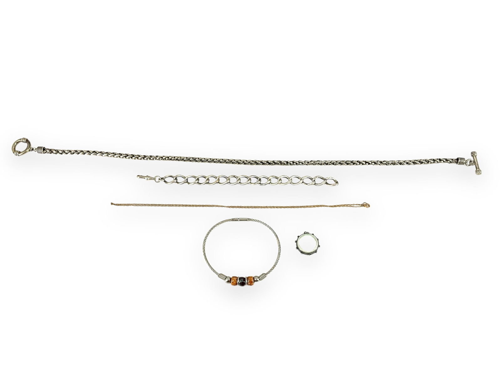 Vintage Silver Bracelet and Charm w/Antique Sixpence Coin & Silver-Tone Jewelry (1 of 9)