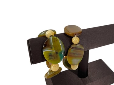 Two Agate Stretch Band Bracelets