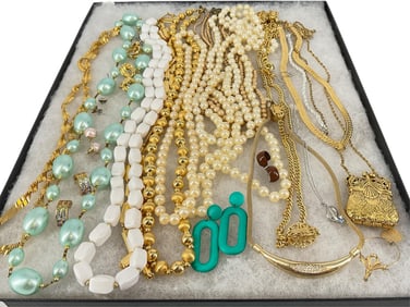 Fashion Necklaces Including Monet, Napier & 1928 - Fashion Earrings Including Semi-Precious Stones -