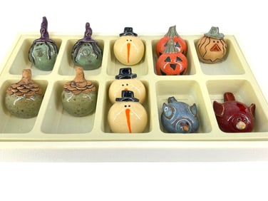 Collection of Glazed Pottery Whistles