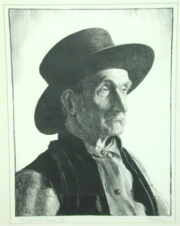 PETER HURD LITHO “PENNSYLVANIA QUAKER: PETER HURD LITHOGRAPH “PENNSYLVANIA QUAKER” #49/50 PENCIL SIGNED 10 ½ X 14