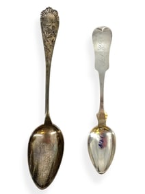 Antique Silver: New York Wood & Hughes Late 1800's Sterling Spoon and Early American Silver Spoon by