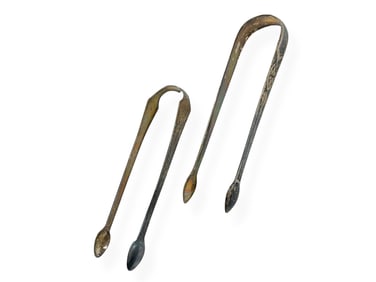 Two Pair of Antique Silver Spoon Tongs