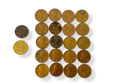 21 U.S. One-Cent Coins and One Pony Ride Token