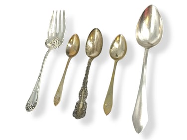 Five Antique Pieces of Misc. Sterling Flatware Including Two From Tiffany & Co.