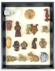 Assortment of Carved Stone Figurines and Pendants