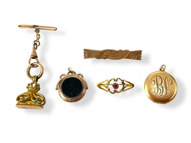 Gold-Filled Vintage Locket and Gold-Plated Antique Jewelry