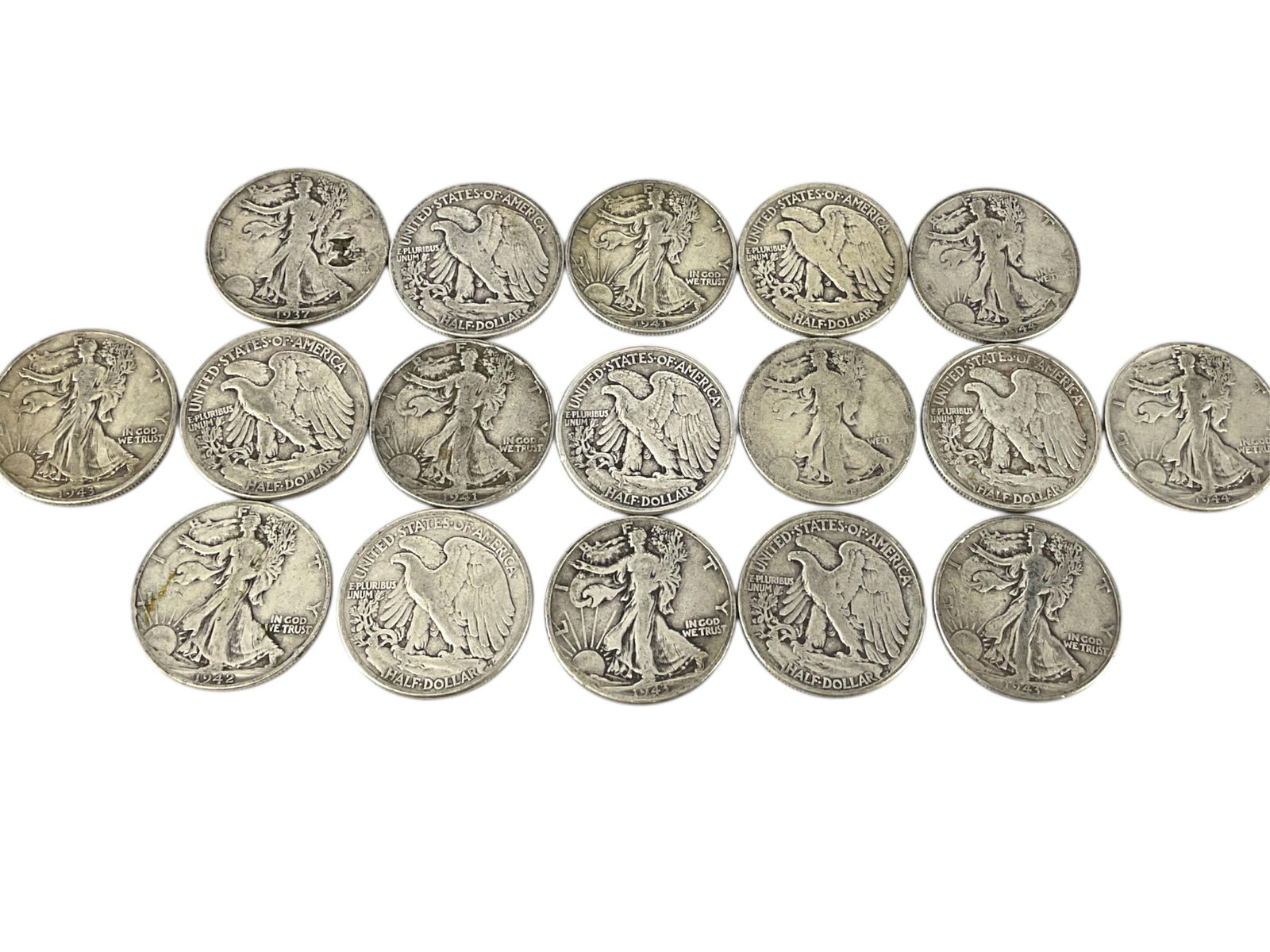 Seventeen Walking Liberty Silver Half Dollar Coins (1 of 6)