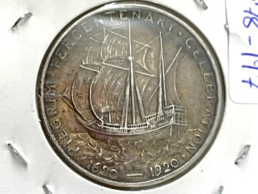 Pilgrim Tercentenary Silver Half Dollar Coin