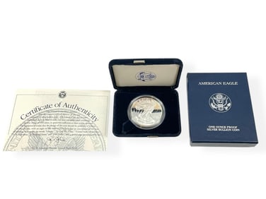 U.S. Silver Eagle Dollar Coin in Box