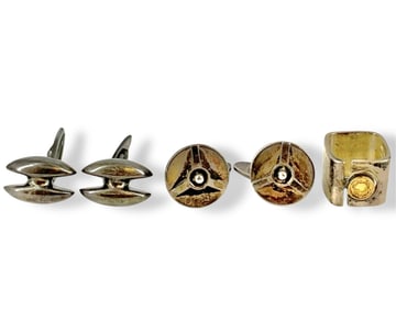Vintage Georg Jensen Cufflinks, Additional Cufflinks from Denmark and a Silver Ring w/Gold Accent