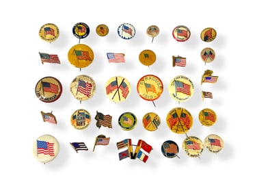 Americana: Bonanza of Vintage-Antique Flag Pins - Two Dated 1919