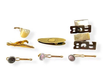 Silver Monogram Cufflinks, Tooth w/Gold Mount, Krementz Tuxedo Buttons and More
