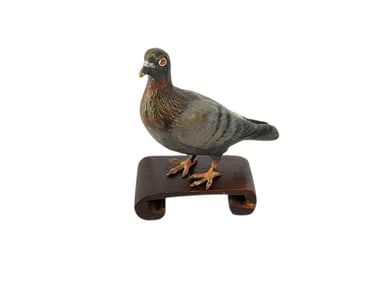 Miniature Pidgeon on Wooden Stand
