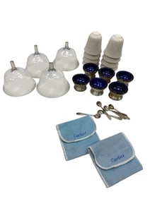 Cobalt (6) Sterling Salt Dips with Cobalt Blue Glass Centers