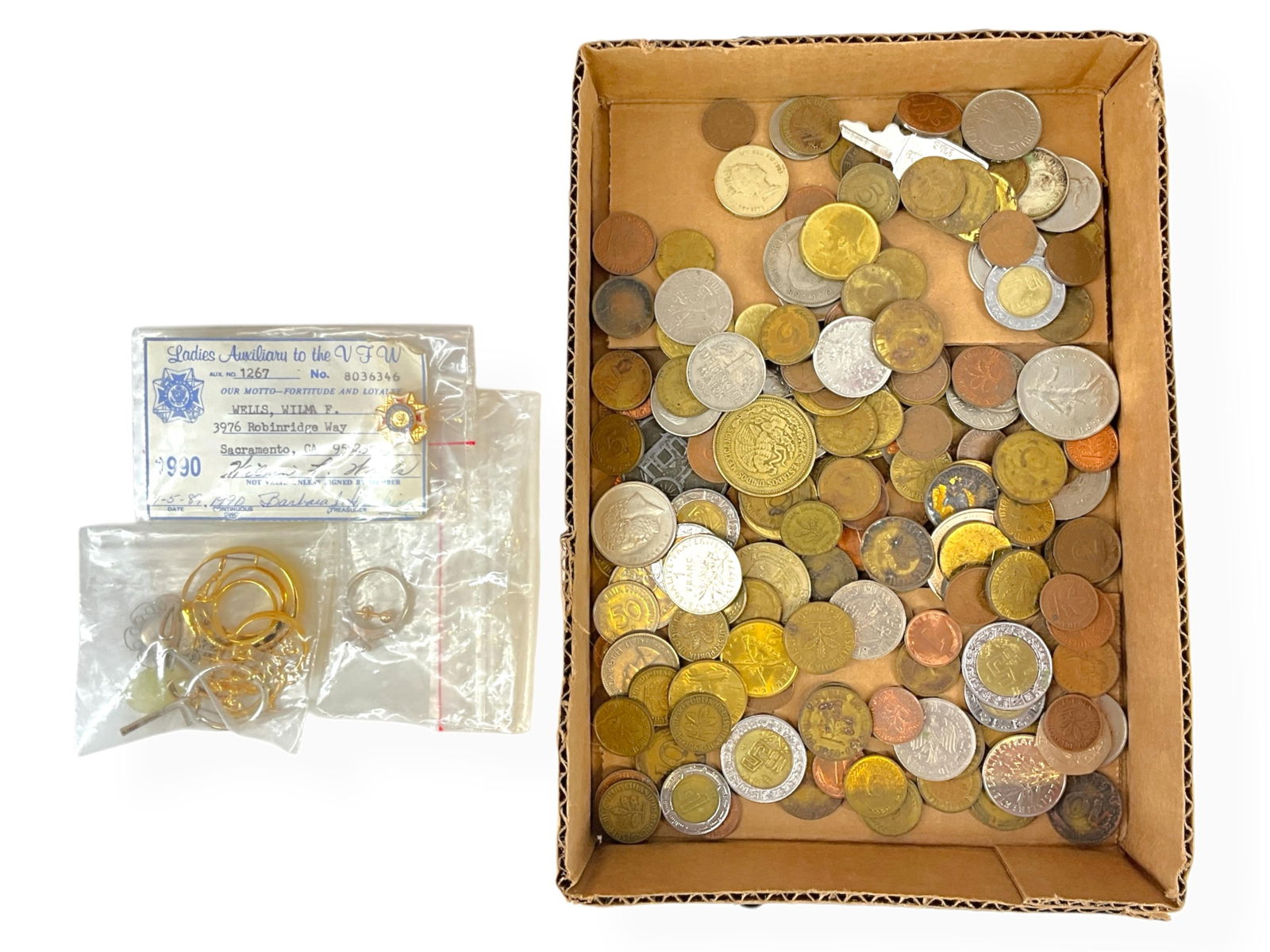 Assortment of Foreign Coins, Pin, and Fashion Jewelry (1 of 10)