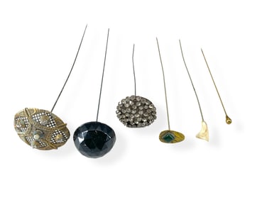 Six Vintage Hatpins - One Arts & Crafts in Design