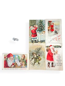 Five Antique Christmas Postcards (One From 1907) and a Vintage Pair of Hallmarked "Sterling"