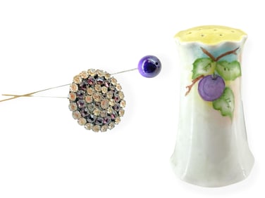 Hand-Painted Hatpin Holder w/Two Hatpins