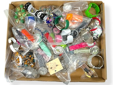 Assorted Fashion and Costume Jewelry + Modern Wrist Watches