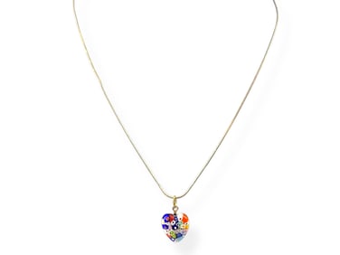 Sterling Silver Necklace with a Glass Heart Pendant