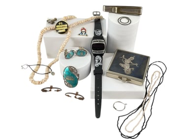 Siam Compact, Siam Sterling Pin & Earrings in Teal Enamel, Vintage Star Wars Watch, Other Misc.