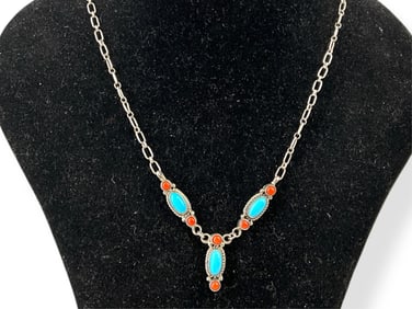 Coral & Turquoise Southwestern Necklace