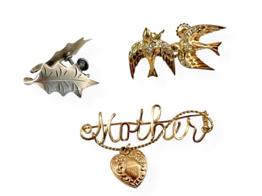 Coro Sterling Bird Earrings (Matches a Duette Pin), Vintage Silver Leaf Earrings, Antique