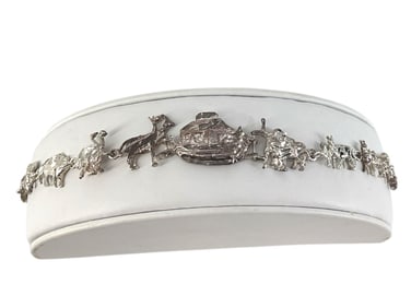 Sterling Silver Noah's Ark Charm Bracelet