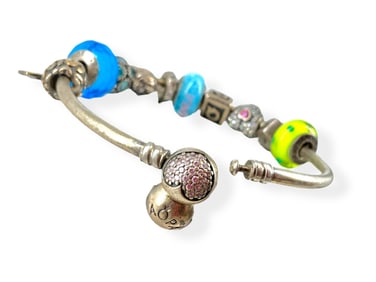 Sterling Silver Pandora Bracelet With Charms