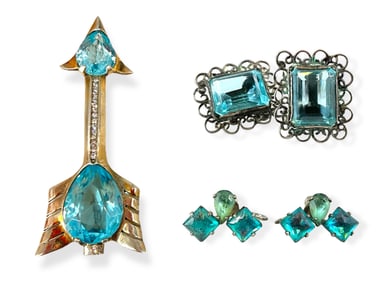 Hallmarked "Reja Sterling" Arrow Brooch and Two Pair of Vintage Silver Fashion Earrings