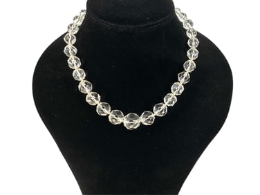 Rock Crystal Faceted Bead Necklace