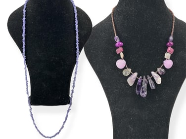 Rough Tanzanite Necklace Great for Layering and Necklace with Amethyst and Quartz Decoration